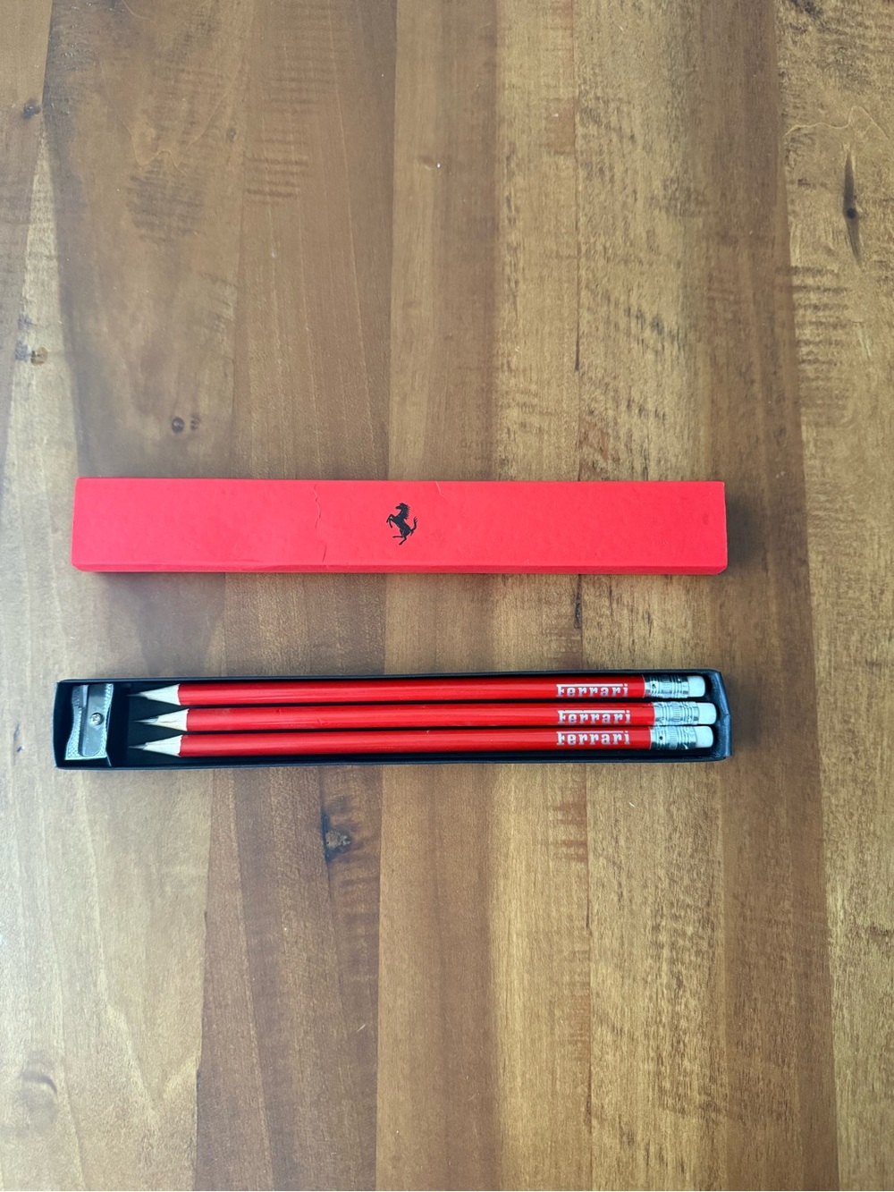 Ferrari : Red Pencil Trio with Erasers and Sharpener